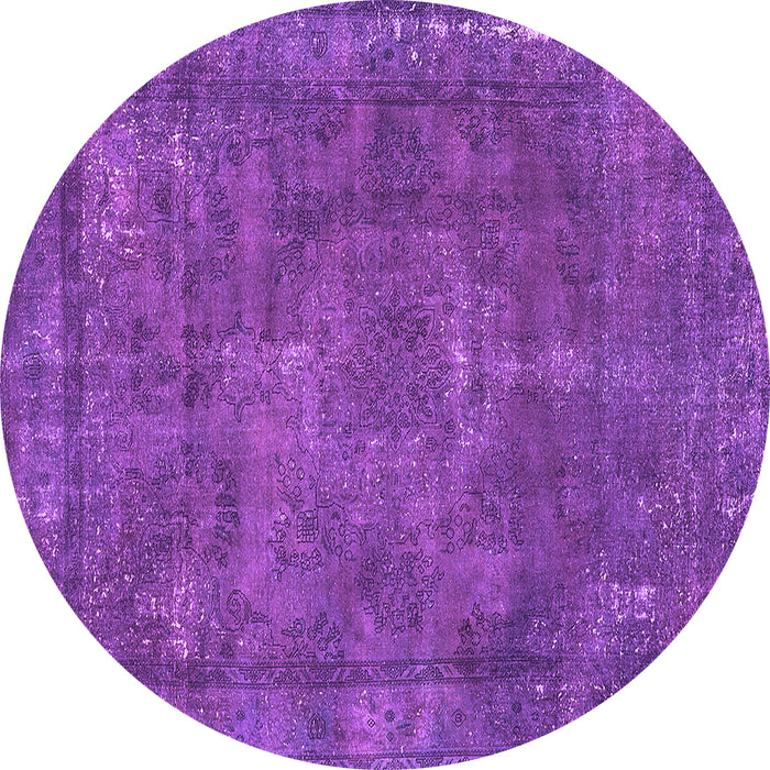 Round Machine Washable Oriental Purple Industrial Area Rugs, wshurb1849pur