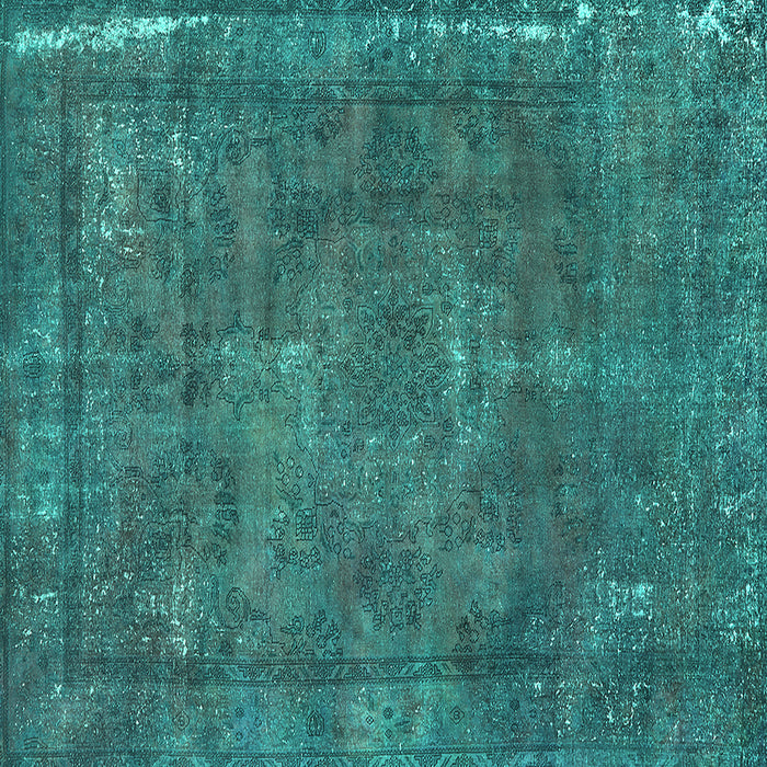 Square Oriental Turquoise Industrial Rug, urb1849turq