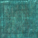 Square Oriental Turquoise Industrial Rug, urb1849turq