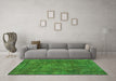 Machine Washable Oriental Green Industrial Area Rugs in a Living Room,, wshurb1849grn