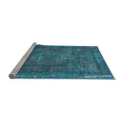 Sideview of Machine Washable Oriental Light Blue Industrial Rug, wshurb1849lblu