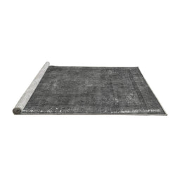 Sideview of Machine Washable Oriental Gray Industrial Rug, wshurb1849gry