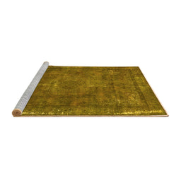 Sideview of Machine Washable Oriental Yellow Industrial Rug, wshurb1849yw