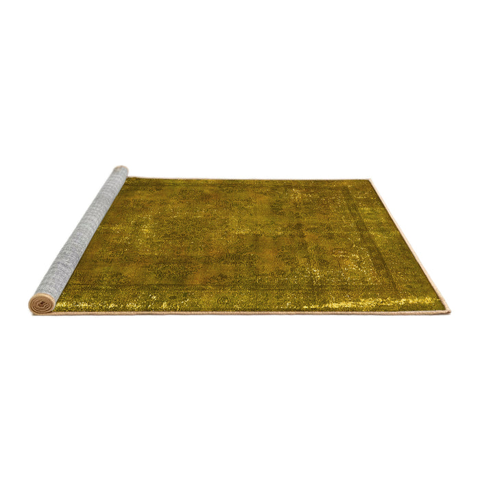 Sideview of Machine Washable Oriental Yellow Industrial Rug, wshurb1849yw