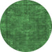 Round Oriental Emerald Green Industrial Rug, urb1849emgrn