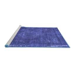 Sideview of Machine Washable Oriental Blue Industrial Rug, wshurb1849blu