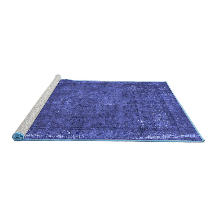 Sideview of Machine Washable Oriental Blue Industrial Rug, wshurb1849blu