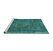 Sideview of Machine Washable Oriental Turquoise Industrial Area Rugs, wshurb1849turq