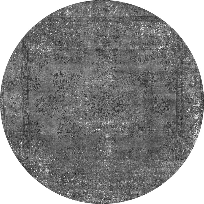 Round Oriental Gray Industrial Rug, urb1849gry