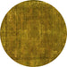 Round Oriental Yellow Industrial Rug, urb1849yw