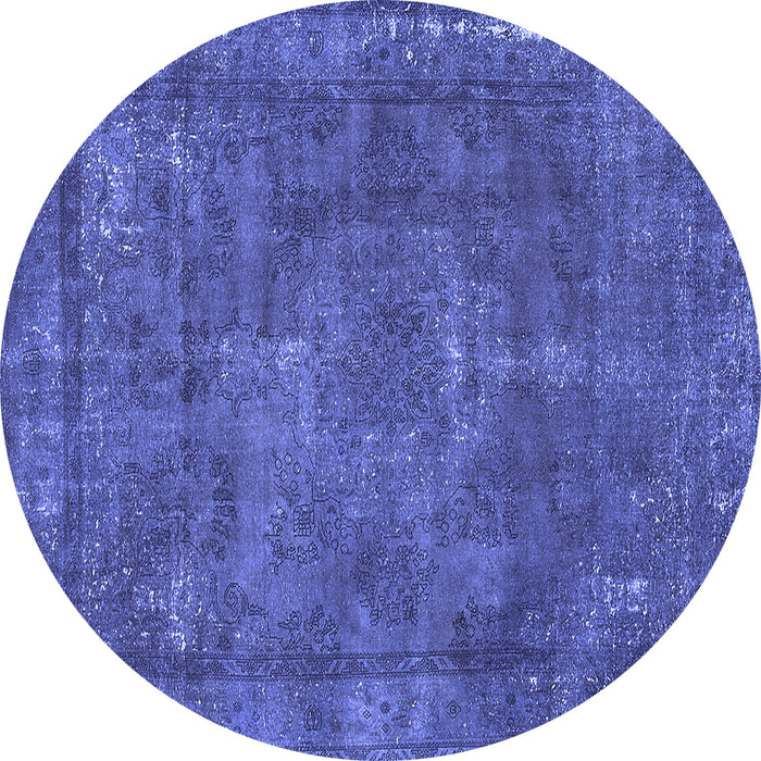 Round Oriental Blue Industrial Rug, urb1849blu