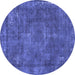 Round Oriental Blue Industrial Rug, urb1849blu