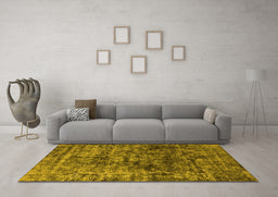 Machine Washable Oriental Yellow Industrial Rug in a Living Room, wshurb1850yw