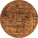 Round Machine Washable Oriental Orange Industrial Area Rugs, wshurb1850org