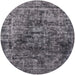 Round Machine Washable Industrial Modern Gray Rug, wshurb1850