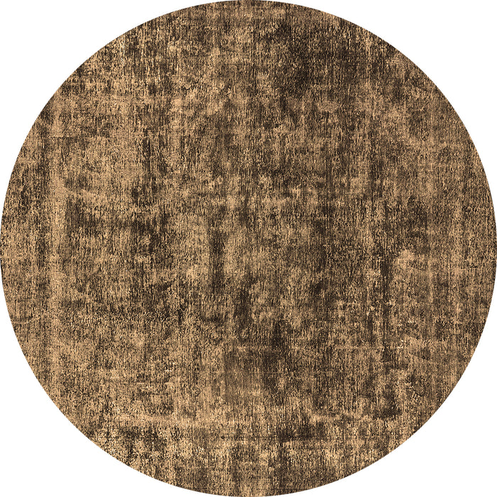 Round Machine Washable Oriental Brown Industrial Rug, wshurb1850brn