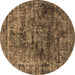 Round Machine Washable Oriental Brown Industrial Rug, wshurb1850brn