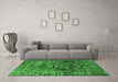 Machine Washable Oriental Green Industrial Area Rugs in a Living Room,, wshurb1850grn