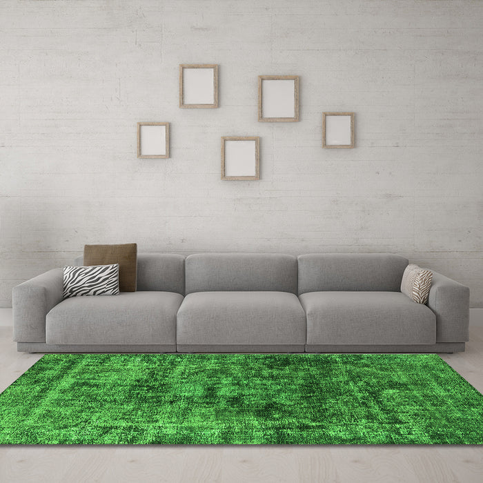 Machine Washable Oriental Green Industrial Area Rugs in a Living Room,, wshurb1850grn