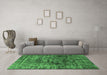 Machine Washable Oriental Emerald Green Industrial Area Rugs in a Living Room,, wshurb1850emgrn