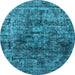 Round Oriental Light Blue Industrial Rug, urb1850lblu