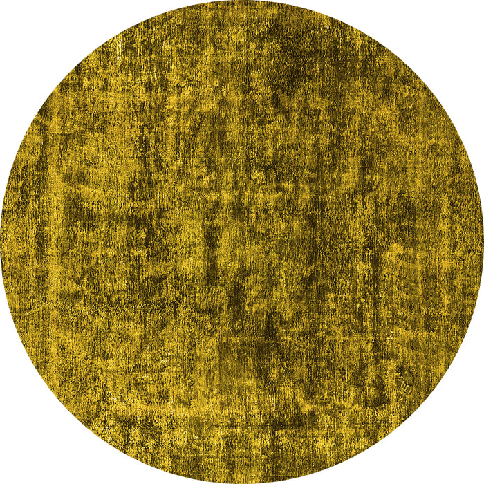 Round Oriental Yellow Industrial Rug, urb1850yw