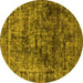 Round Oriental Yellow Industrial Rug, urb1850yw