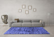 Machine Washable Oriental Blue Industrial Rug in a Living Room, wshurb1850blu