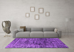Machine Washable Oriental Purple Industrial Area Rugs in a Living Room, wshurb1850pur