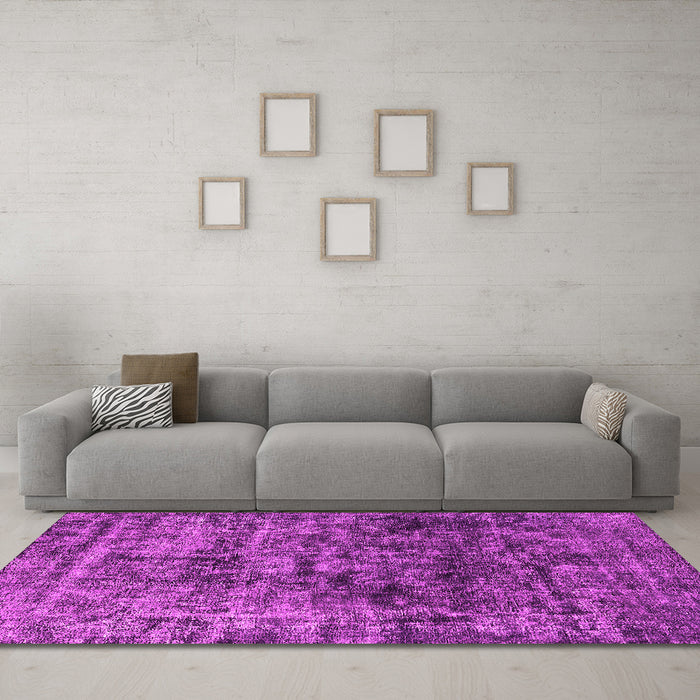 Machine Washable Oriental Pink Industrial Rug in a Living Room, wshurb1850pnk