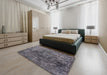 Mid-Century Modern Gray Oriental Rug in a Bedroom, urb1850