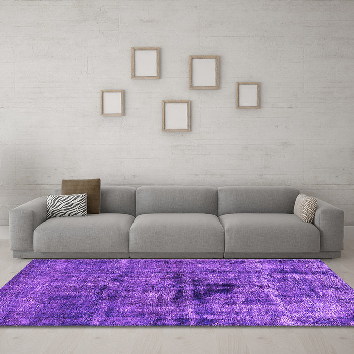 Machine Washable Oriental Purple Industrial Area Rugs in a Living Room, wshurb1851pur