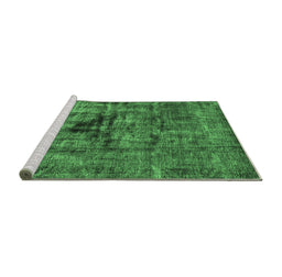Sideview of Machine Washable Oriental Emerald Green Industrial Area Rugs, wshurb1851emgrn