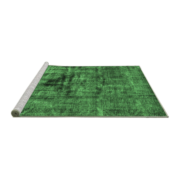 Sideview of Machine Washable Oriental Emerald Green Industrial Area Rugs, wshurb1851emgrn