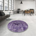 Round Mid-Century Modern Purple Oriental Rug in a Office, urb1851