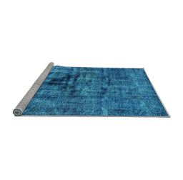 Sideview of Machine Washable Oriental Light Blue Industrial Rug, wshurb1851lblu