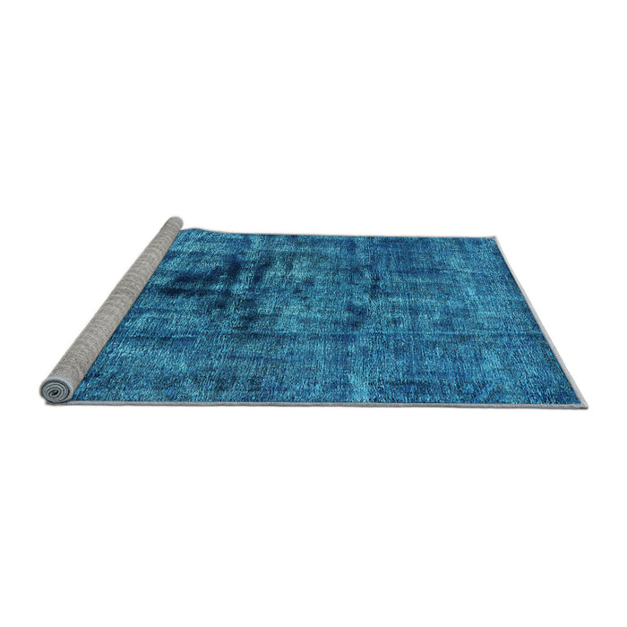 Sideview of Machine Washable Oriental Light Blue Industrial Rug, wshurb1851lblu