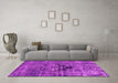 Machine Washable Oriental Pink Industrial Rug in a Living Room, wshurb1851pnk