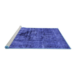 Sideview of Machine Washable Oriental Blue Industrial Rug, wshurb1851blu