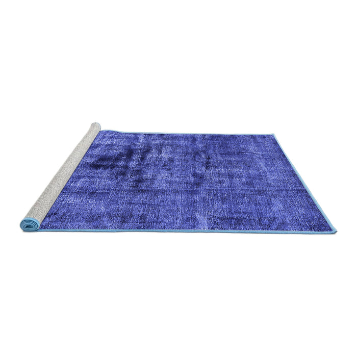 Sideview of Machine Washable Oriental Blue Industrial Rug, wshurb1851blu