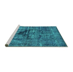 Sideview of Machine Washable Oriental Turquoise Industrial Area Rugs, wshurb1851turq