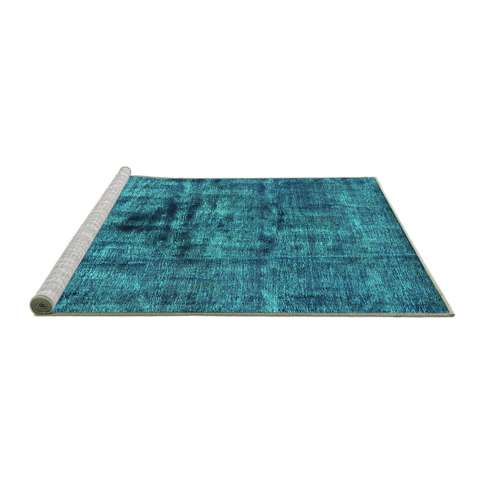 Sideview of Machine Washable Oriental Turquoise Industrial Area Rugs, wshurb1851turq