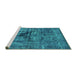 Sideview of Machine Washable Oriental Turquoise Industrial Area Rugs, wshurb1851turq