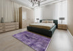 Mid-Century Modern Purple Oriental Rug in a Bedroom, urb1851