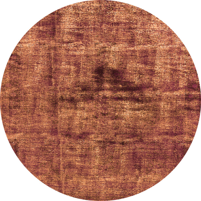 Round Machine Washable Oriental Orange Industrial Area Rugs, wshurb1851org