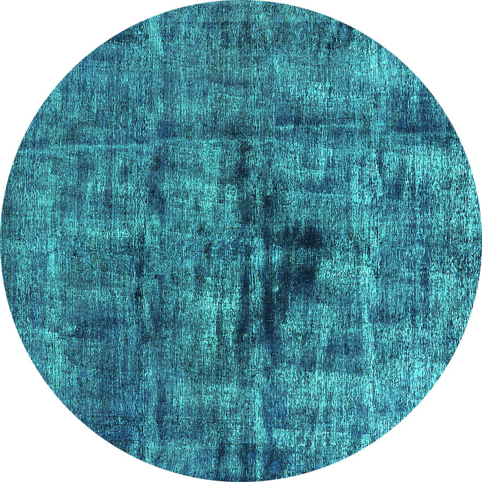 Round Oriental Turquoise Industrial Rug, urb1851turq