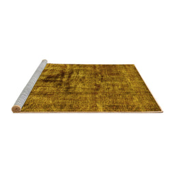 Sideview of Machine Washable Oriental Yellow Industrial Rug, wshurb1851yw