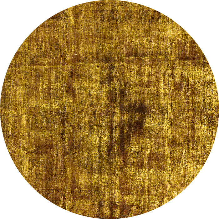 Round Oriental Yellow Industrial Rug, urb1851yw