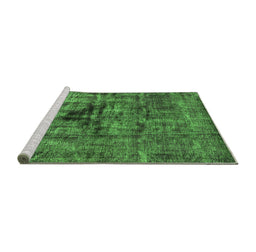 Sideview of Machine Washable Oriental Green Industrial Area Rugs, wshurb1851grn