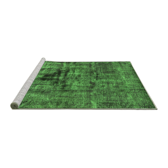 Sideview of Machine Washable Oriental Green Industrial Area Rugs, wshurb1851grn